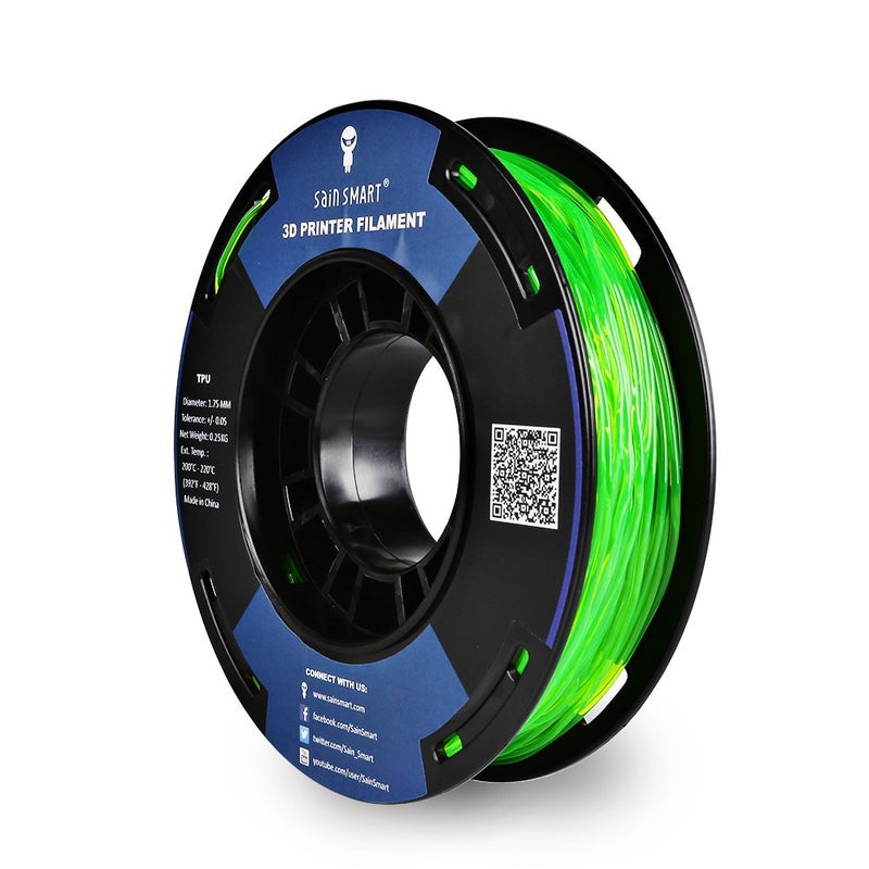 SainSmart ساينسمارت - TPU-GRN-0.25KG1.75 ساينسمارت 1.75 مم 250 جرام خيوط طباعة ثلاثية الأبعاد مرنة TPU، دقة الأبعاد +/- 0.05 مم (أخضر) - Image 1